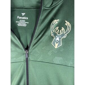 Fanatics Mens XL Milwaukee Bucks NBA Full Zip Hoodie Jacket Green Performance